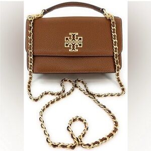 NWT Tory Burch Britten Convertible Crossbody Moose Brown Handbag Purse